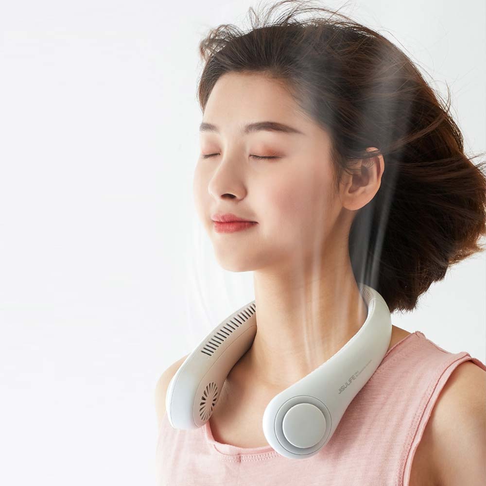 Neck Fan - Wearable - Portable - Hands Free - Jisulife - Personal - Rechargeable - bladeless - Halo - On Sale - Hello - Cool